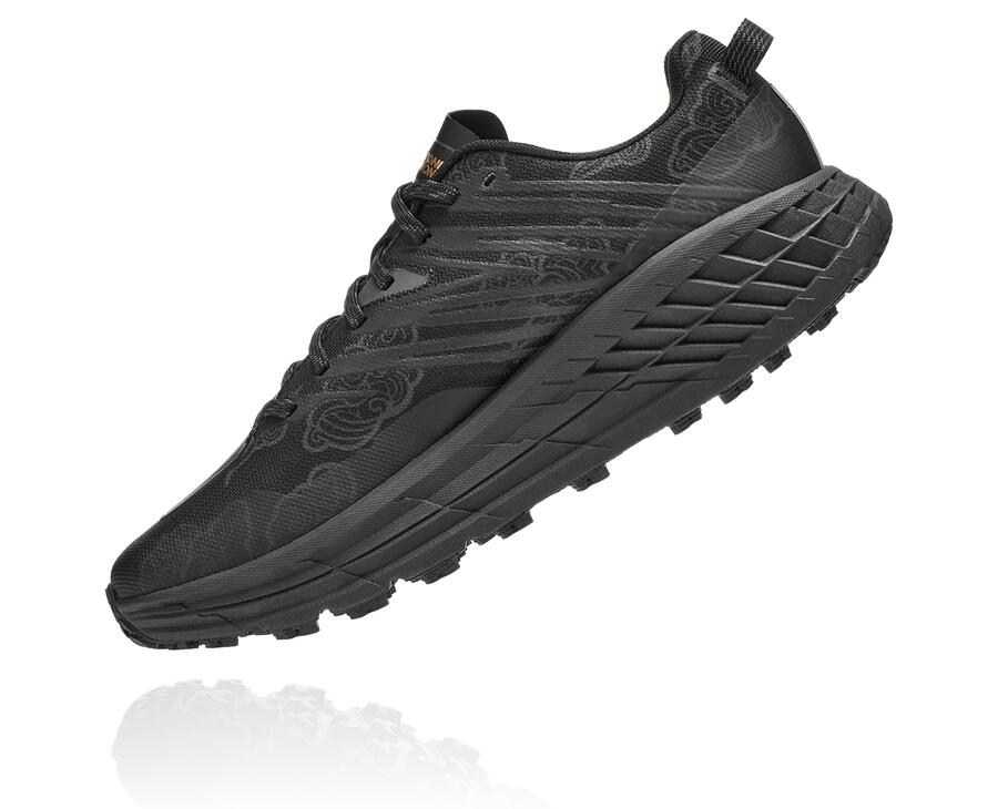 Hoka One One Mens Trail Shoes - Speedgoat 4 CNY - Black/Gold - DNBO64928